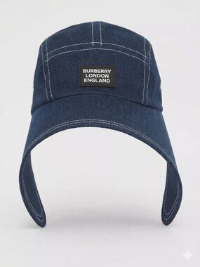 BURBERRY - Denim Logo Appliqué Bonnet Cap - SZ M